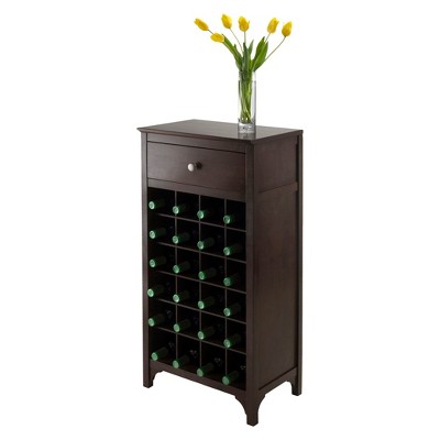 Espresso 24-Bottle Wine Cabinet with Drawer