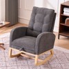 CAVINAS Accent Rocking Chair,High Back Rocker with Footrest,Solid Wood Base,Storage Pocket,Upholstered Chair for Living Room,Bedroom,Nursery - 2 of 4