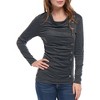 Allegra K Women's Cowl Neck Long Sleeves Buttons Decor Solid Ruched Top - 2 of 4