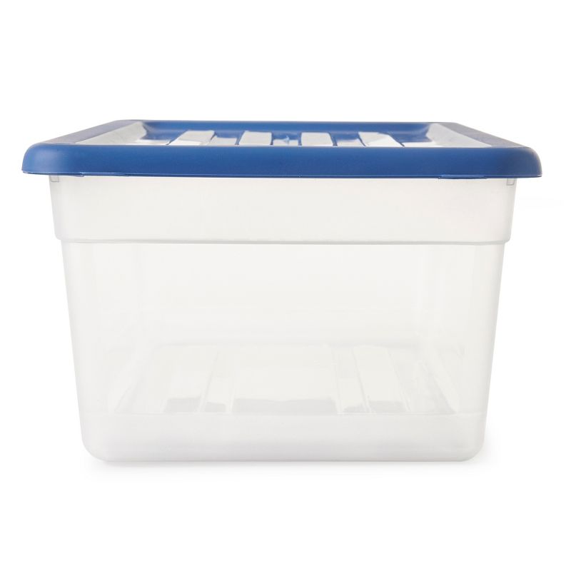 Gracious Living DLC6 1.5 Gallon Clear Plastic Storage Bin Container with Stylish Sky Blue Snap On Locking Lid, 4 of 7
