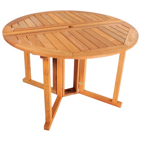 Sunnydaze Outdoor Meranti Wood With Teak Oil Finish Patio Table