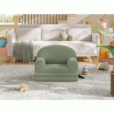 Kids Sofa Chair, 2-in-1 Convertible Toddler Couch & Lounger, Fold Out Teddy Fleece Children¡¯s Sofa Bed with Removable Washable Cover