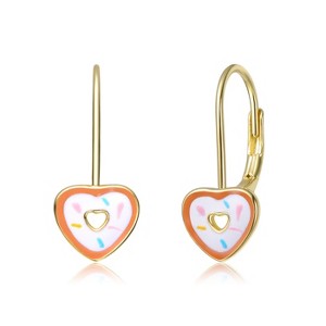 Guili Dainty Toddler/Young Kids Sterling Silver 14k Gold Plated Heart Donut Earrings, Adorable and Fun Design for Everyday Wear and Special Occasions - 1 of 3