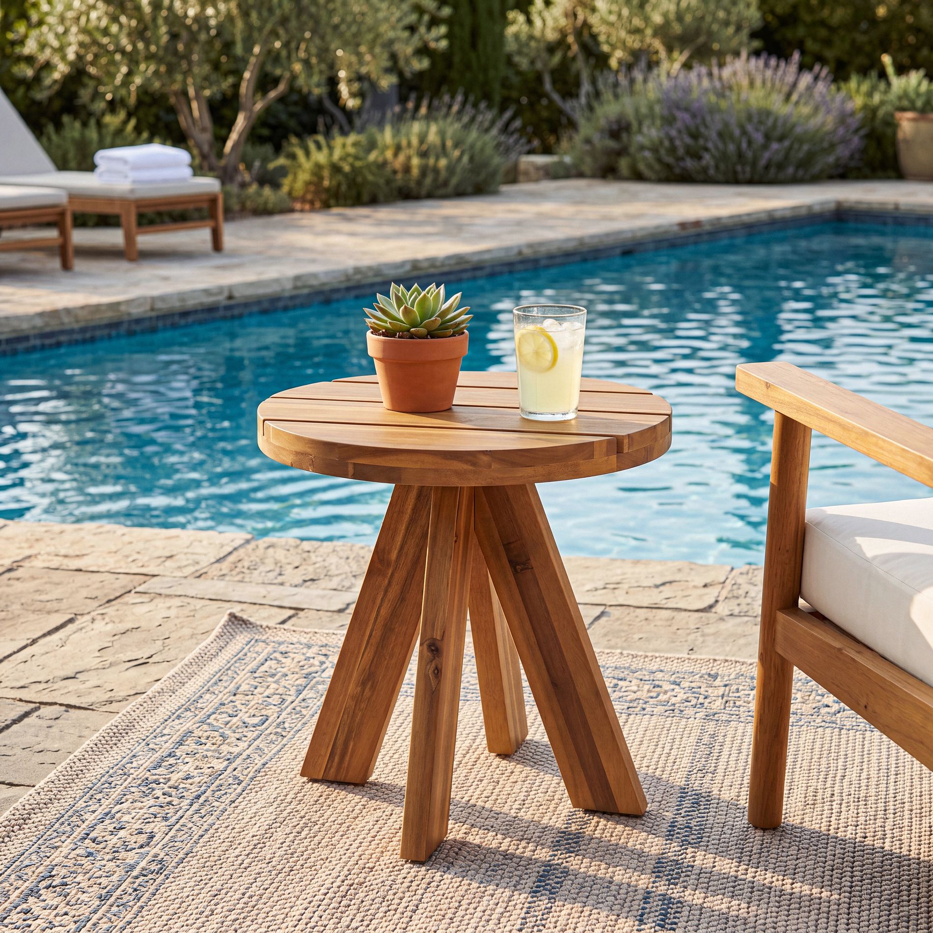 Christopher Knight Home Aspen Modern Acacia Wood Outdoor Round Side Table with Slatted Top, Teak