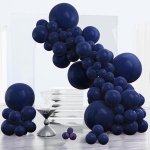 PartyWoo Balloons Navy Blue Pearl Dark 18 12 10 5 Inch 140 pcs - 1 of 4