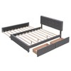 Whisen Elegant Design Queen Size Upholstered Platform Bed with 2 Drawers and Trundle - 3 of 4