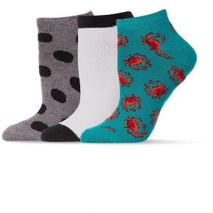 Memoi Women's 3 Pair Pack Crabs Bamboo Blend Low Cut Socks Winter Green One Size - 1 of 3
