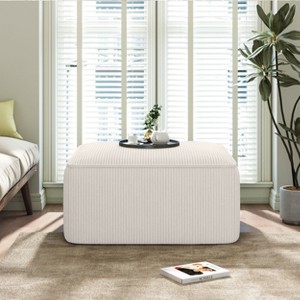PAGED 30 Inch Corduroy Fabric Ottoman, Modern Square Vanity Chair Footrest Ottoman with High-density Foam Padding for Living Room, Bedroom - 1 of 4