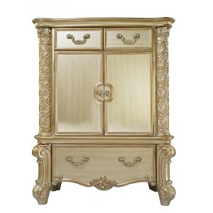 44" Vendome Bedroom Set Gold Patina/Bone White - Acme Furniture: Traditional Hand-Carved, 5 Drawers, 2 Doors - 1 of 4