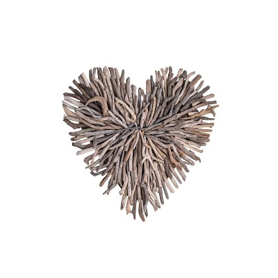 Heart Shaped Driftwood Wall Decor Sculpture, 15.5" x 15.5"