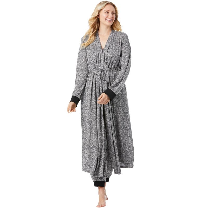 Dreams & Co. Women's Plus Size Marled Long Duster Robe, 1 of 2