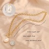 18k Gold Chain Link Necklace - HTUTWOO™ for Women, Baroque Pearl/Compass Pendant Necklace - 4 of 4