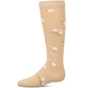 Memoi Girls Opaque Stretch Cotton "Blissful Bloom" Knee High Sock - 1 of 3
