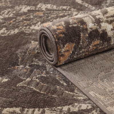 Taupe Floral Stain-resistant Modern Farmhouse Area Rug, 3'x5'