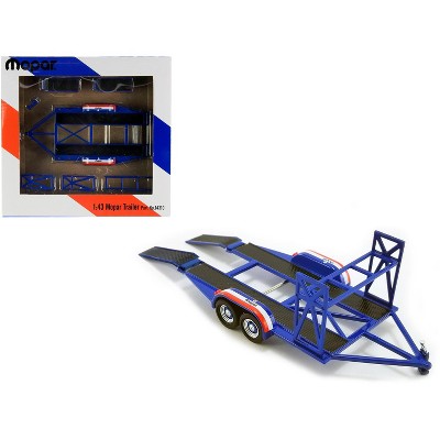 Tandem Car Trailer with Tire Rack Blue "Mopar" for 1/43 Scale Model Cars by GMP