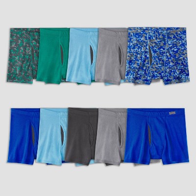 Fruit of the Loom Boys' 7 + 3 Bonus Pack Covered Waistband Boxer Briefs - Colors May Vary 