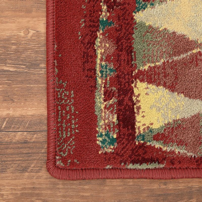 WhizMax Area Rug Vintage Boho Distressed Rug Floral Throw Carpet Non Slip Backing, Red, 5 of 9