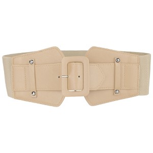 INSPIRE CHIC Women's Wide Stretchy Vintage Elastic Chunky Waist Buckle Belts - 1 of 4