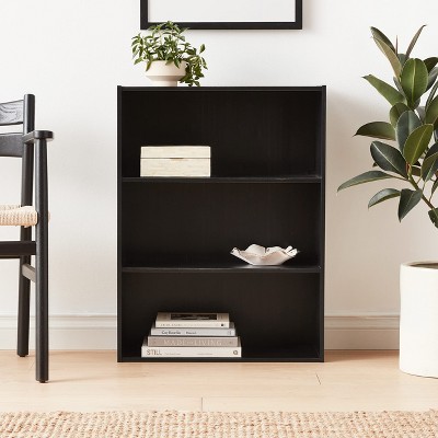 Espresso 3-Tier Wood Open Bookshelf