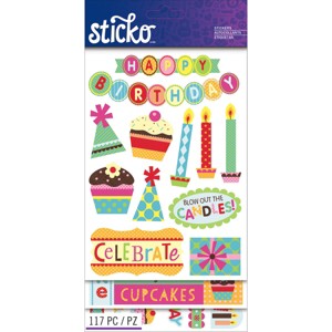 Sticko Themed Flip Pack Stickers - Birthday, 117pcs - 1 of 1
