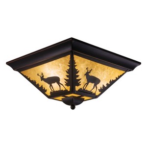 VAXCEL 14-in W Burnished Bronze Rustic Flush Mount Ceiling Light Fixture - 1 of 4