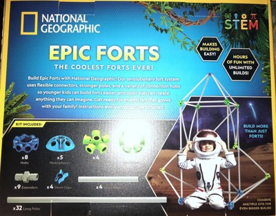 NATIONAL GEOGRAPHIC Kids Fort Building Kit - 70-Piece Indoor Fort