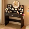 HYLEORY Vanity Desk with Mirror, Power Outlet and Light, Makeup Table with 3 Drawers,2 Color Modes Available for Bedroom - 3 of 4