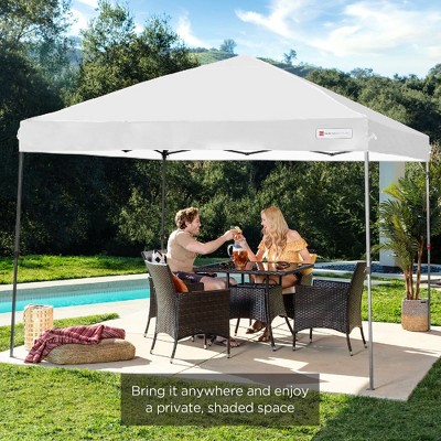White 10x10ft Easy Setup Pop Up Canopy with Wheeled Case