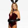 Women's Plunge Neck Velvet Snap Crotch Bodysuit Back Lace Up Strapless Halloween Costume Bodysuits Cross Back Velvet Leotards - 2 of 4