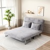 TiramisuBest Convertible Folding Sofa Chair Bed with Adjustable Backrest, Linen Upholstery, Metal Frame, Pillow, for Small Spaces & Dorms – Blue - 3 of 4