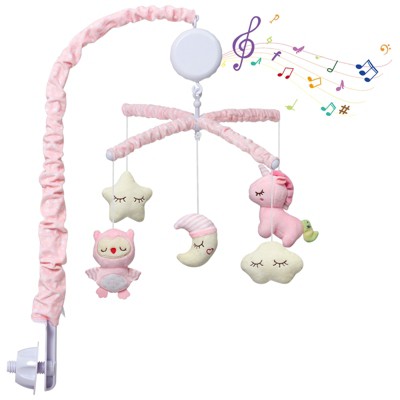 Whizmax Baby Crib Mobile with Music Motor Spinner,Musical Crib Toys for Infants 0-6 Months Girls and Boys,Crib Mount Mobiles with 36 lullabies, Pink