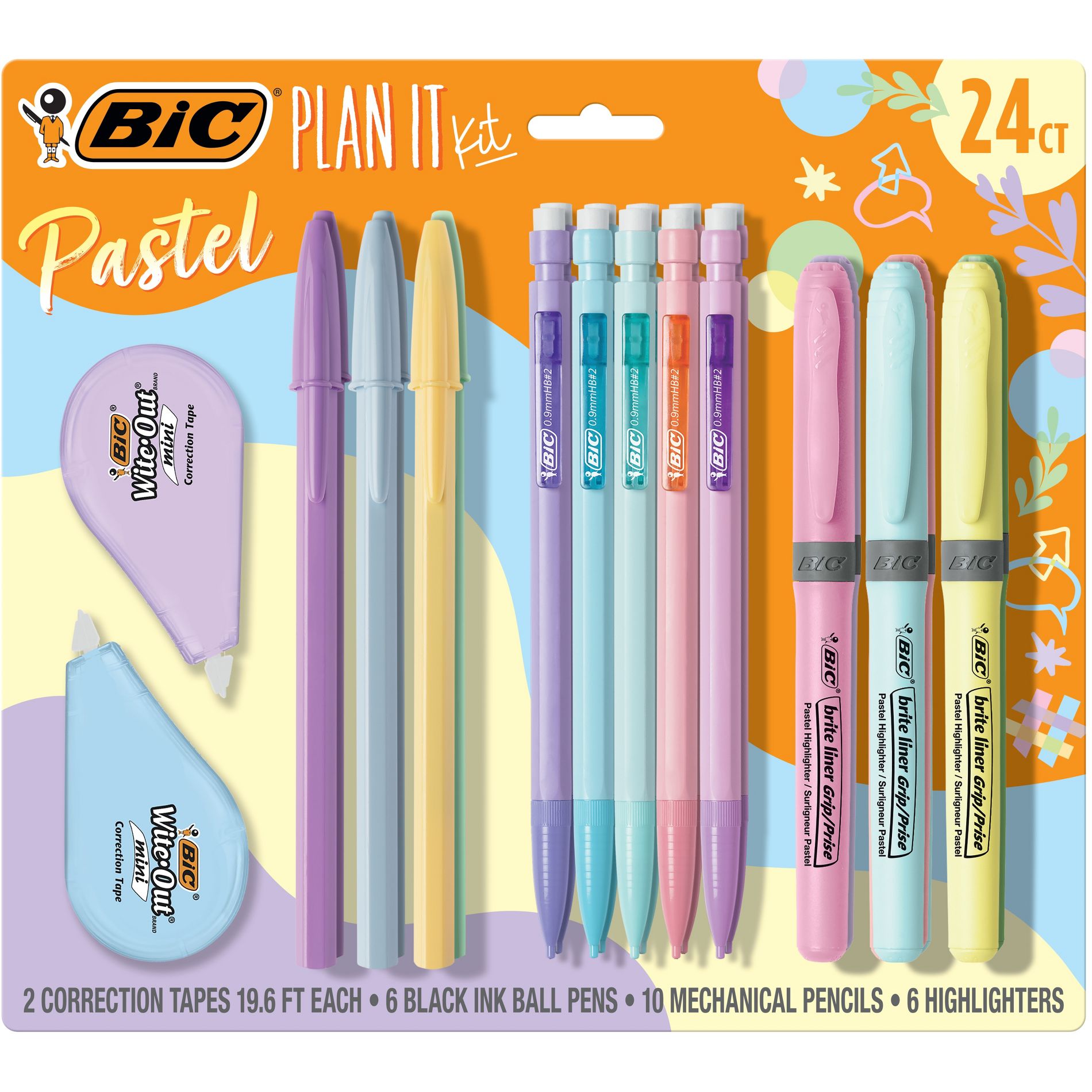BiC 24ct Pastel Plan It Writing Kit 0.07mm Fine point