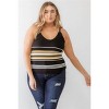 Slickblue Women's Plus Size Ruffle Strap Tank Top, Ribbed Knit, V-Neck Sleeveless, Black/Mustard, Size XL-3XL - 4 of 4