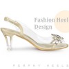 Perphy Women's Peep Toe Flower Rhinestone Slingback Clear Chunky Heels Sandals - 4 of 4