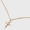 14K Gold Dipped Pearl Cubic Zirconia Cross Pendant Necklace - Gold - 4 of 4