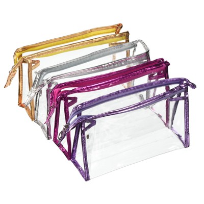 Unique Bargains PVC Zipper Handle Portable Travel Storage Makeup Bag 4 Pcs