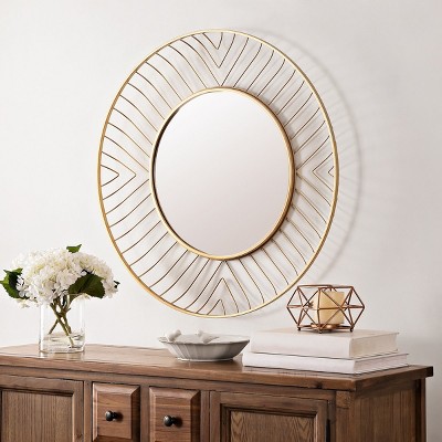 Safavieh 30-Inch Round Gold Geometric Wall Mirror