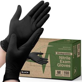 Fifthpulse Nitrile Biodegradable Disposable Gloves - Medical Exam Gloves, Food Safe, Powder and Latex Free, 150 PK