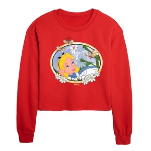 - Disney - Alice In Wonderland Cropped Long Sleeve Crew Neck Sweatshirt - 1 of 3