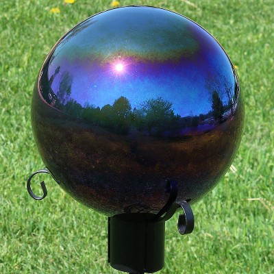 10-Inch Rainbow Mirrored Glass and Stainless Steel Gazing Globe