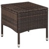 vidaXL Contemporary 3 Piece Bistro Set with Cushions, Poly Rattan Outdoor Furniture Set, Includes Table & Chairs, Brown and Cream White Combo. - 3 of 4