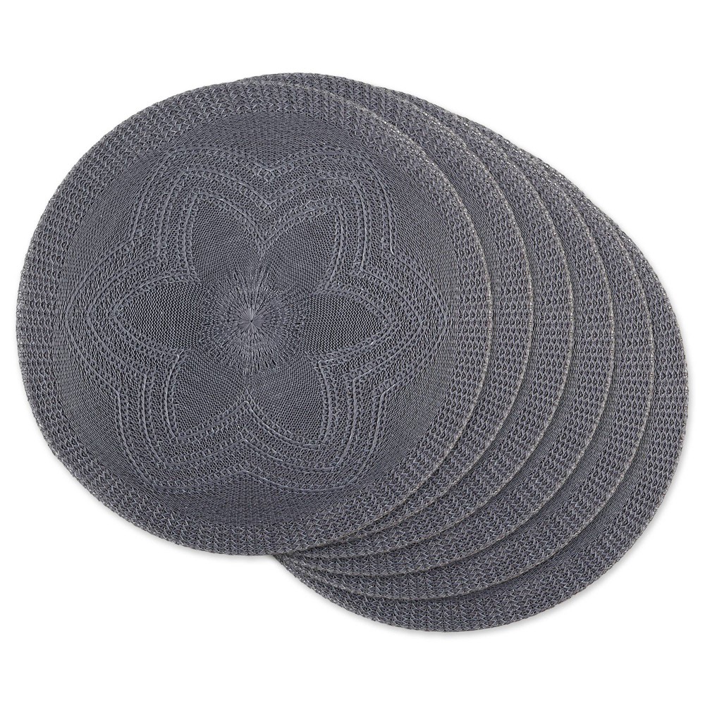 Photos - Tablecloth / Napkin 6pk Plastic Woven Floral Placemats Gray - Design Imports