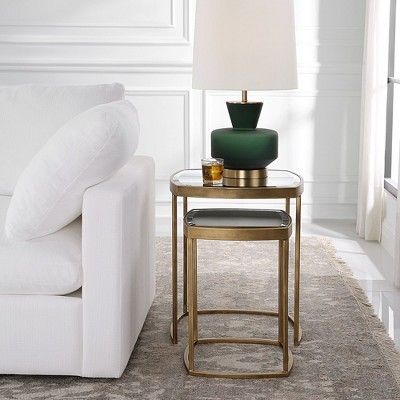 Vista Gold Mirrored Square Nesting Tables, Set of 2