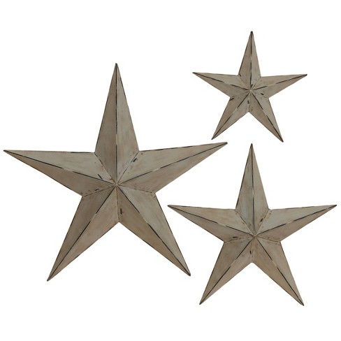 Olivia & May Set Of 3 Metal Stars Indoor Outdoor Wall Decors Light ...