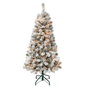 National Tree Company First Traditions Pre-Lit Flocked Acacia Artificial Christmas Tree Clear Lights - 1 of 3