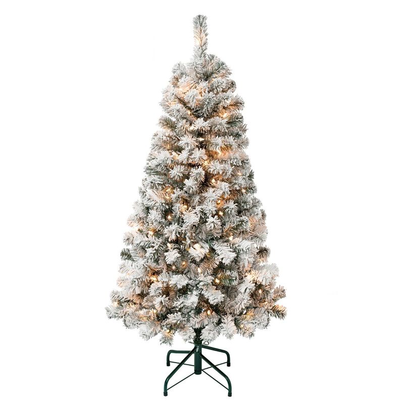 National Tree Company First Traditions Pre-Lit Flocked Acacia Artificial Christmas Tree Clear Lights, 1 of 5