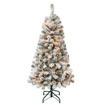 National Tree Company First Traditions Pre-Lit Flocked Acacia Artificial Christmas Tree Clear Lights