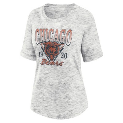 NFL Chicago Bears Women's Oatmeal Heather Rolled Sleeve T-Shirt