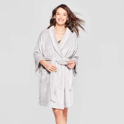 Checkered Buttery Robe S/M / Light Grey and White with Grey Border