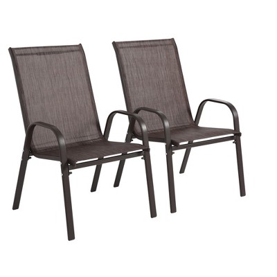 PAGED Outdoor Dining Chairs Steel Patio Chairs with Armrest High Backrest Breathable Fabric for Backyard, Patio, Pool, Lawn